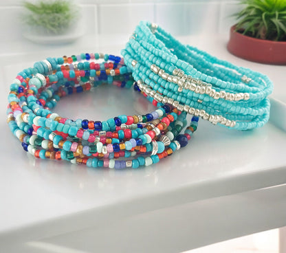 Handmade Boho Layered Wrap Bracelet BELLADONNA | Turquoise & Multi-Color Beaded Jewelry for Women | Ibiza Style Summer Accessory