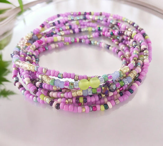 Boho Wrap Bracelet LILAC | Delicate Beaded Jewelry | Ibiza Style Glass Seed Bead Bracelet for Women