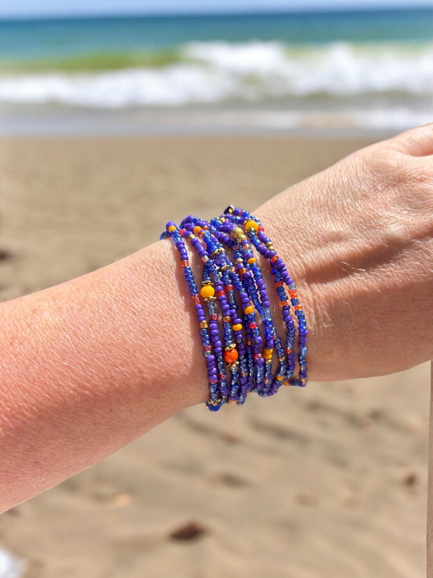 Boho Wrap Bracelet Lilac Burst | Handmade Beaded Jewelry | Bohemian Multi-Wrap Bracelet for Women