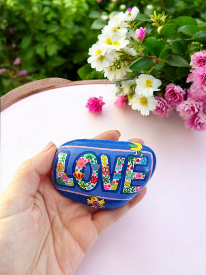 Handpainted 'LOVE' Baltic Sea Stone | Boho Decor | Personalized Gift | Peace Symbol