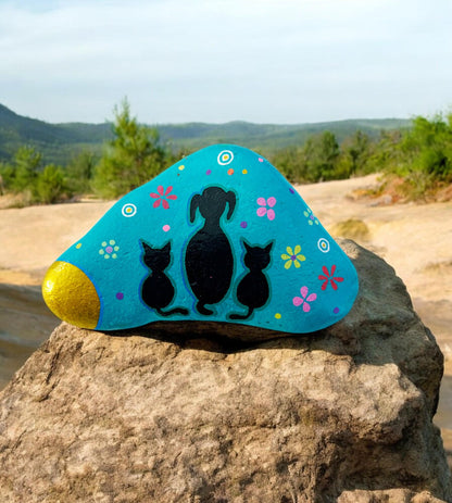 Hand-Painted "Best Buddies" Decorative Stone | Pet Lovers Gift | Boho Beach Decor