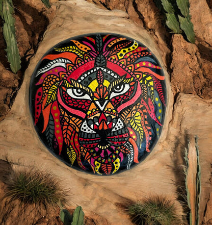 Hand-Painted Lion Stone Paperweight | Boho Beach Decor | Unique Gift | Customizable Pebble Art