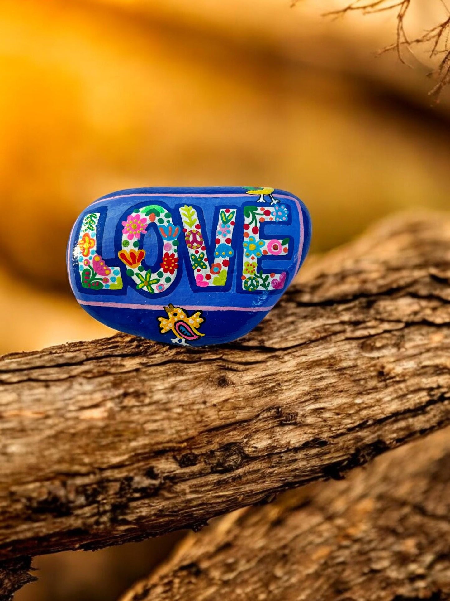 Handpainted 'LOVE' Baltic Sea Stone | Boho Decor | Personalized Gift | Peace Symbol