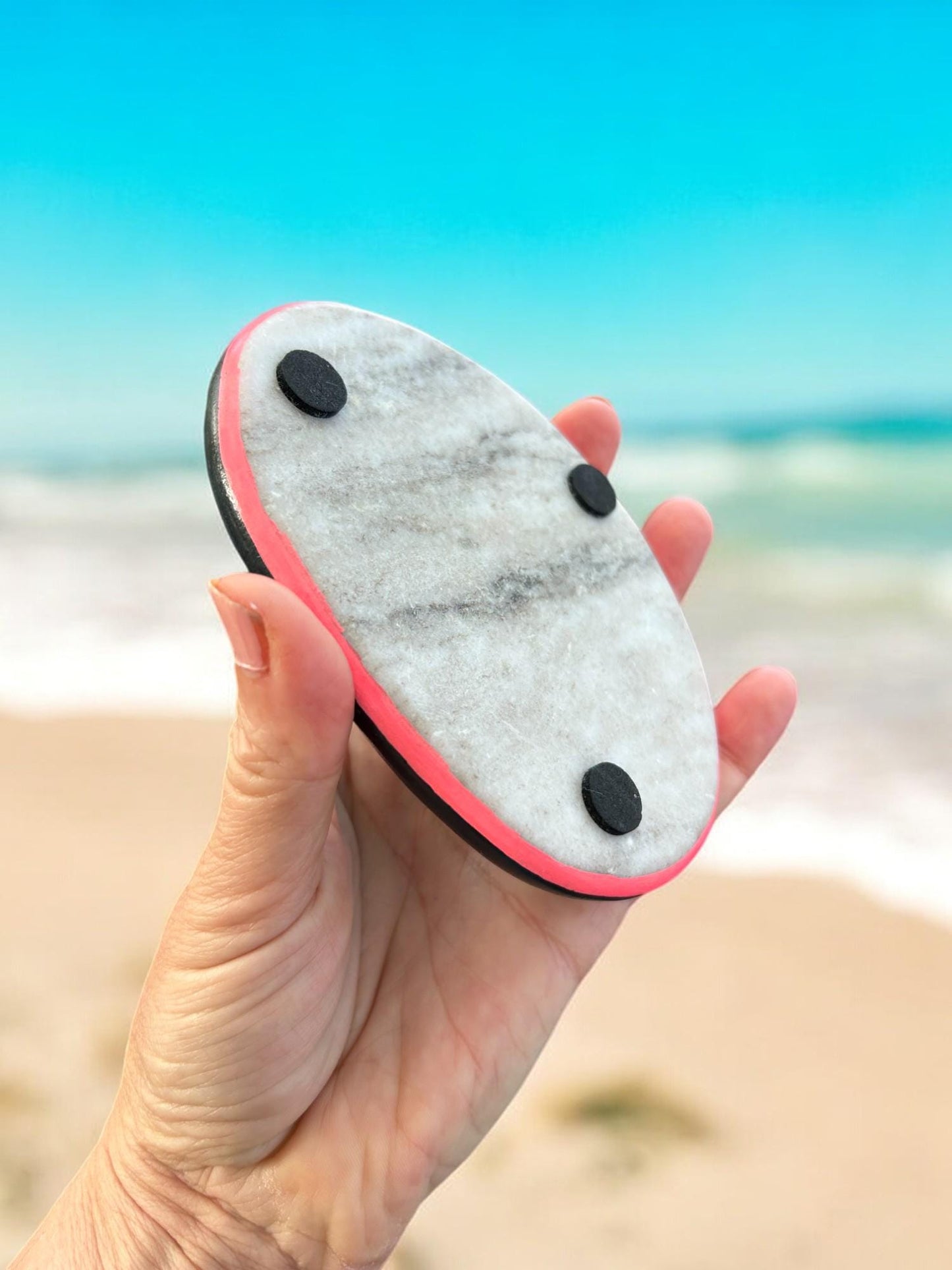 Handpainted Underwater World Marble Stone | Boho Paperweight Decor | Unique Gift