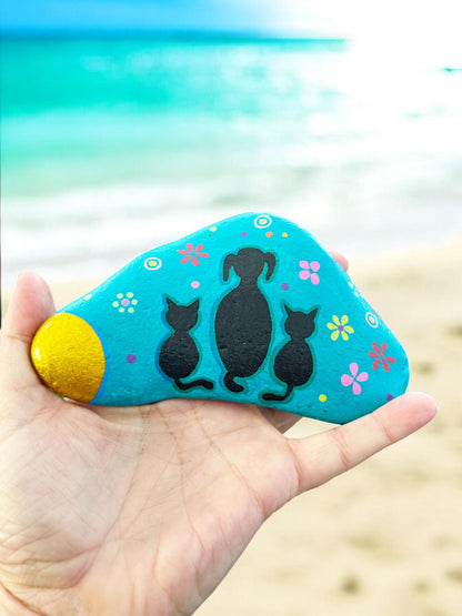 Hand-Painted "Best Buddies" Decorative Stone | Pet Lovers Gift | Boho Beach Decor