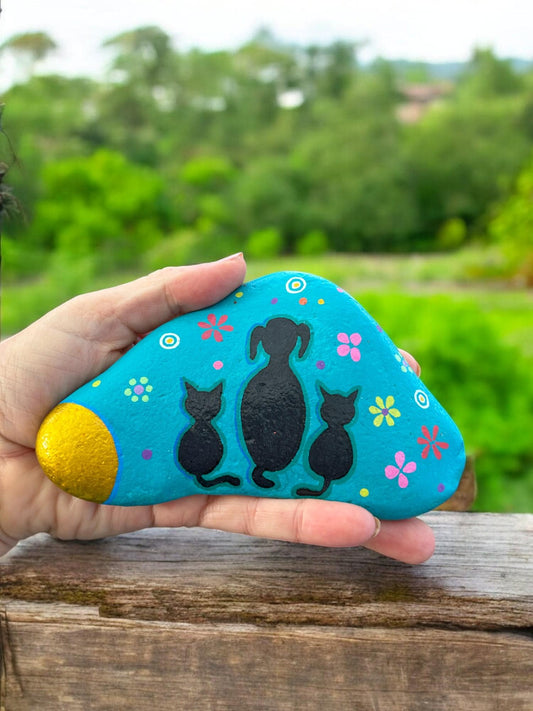 Hand-Painted "Best Buddies" Decorative Stone | Pet Lovers Gift | Boho Beach Decor